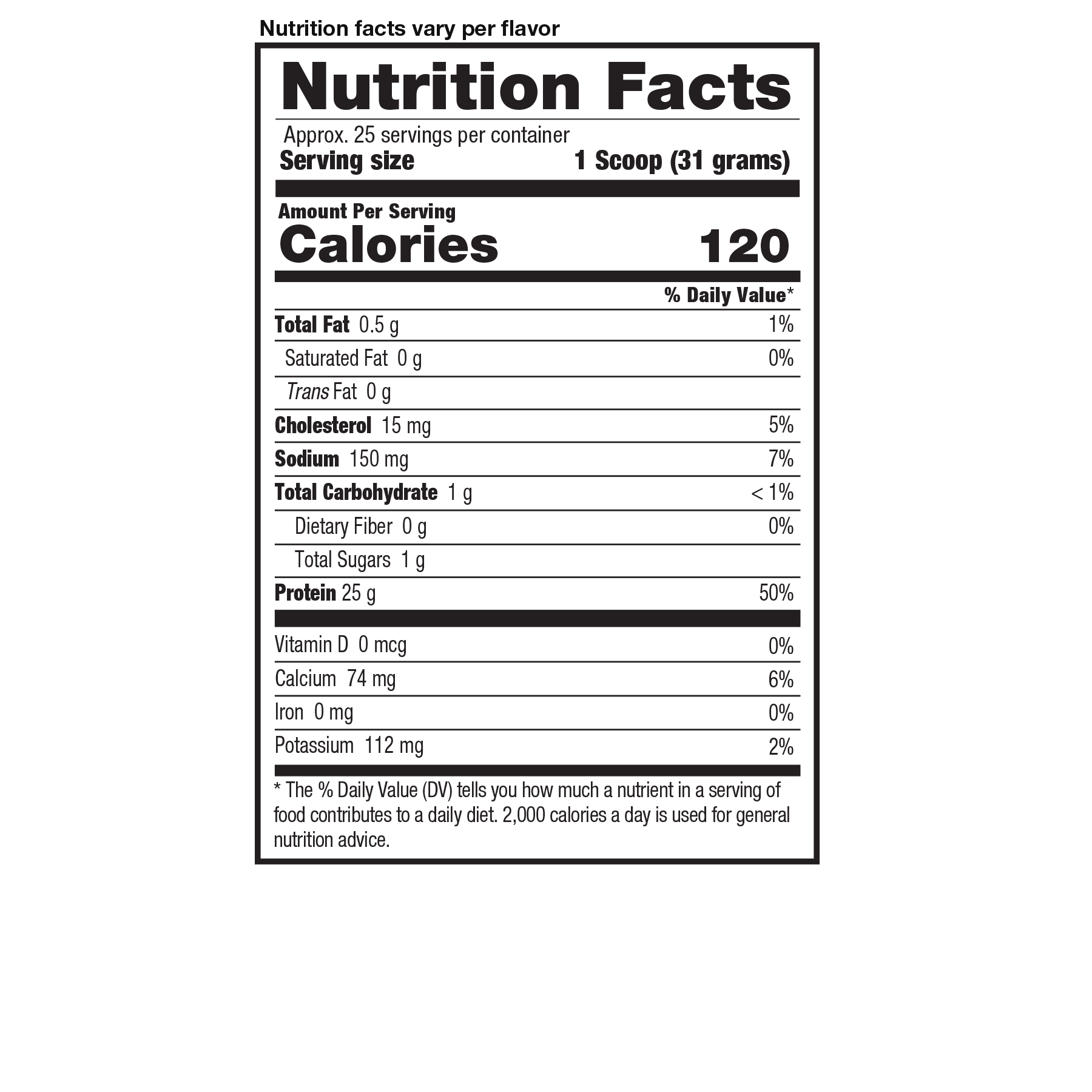 isolate Nutrition facts variant
