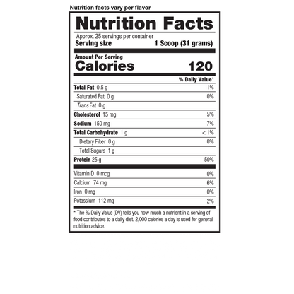 isolate Nutrition facts variant